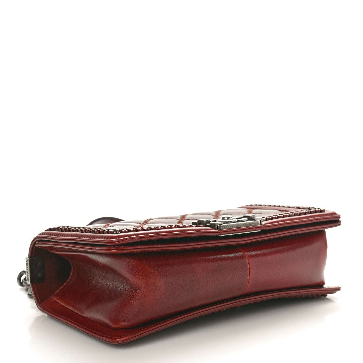 Goatskin Quilted Medium Boy Handle Flap Burgundy