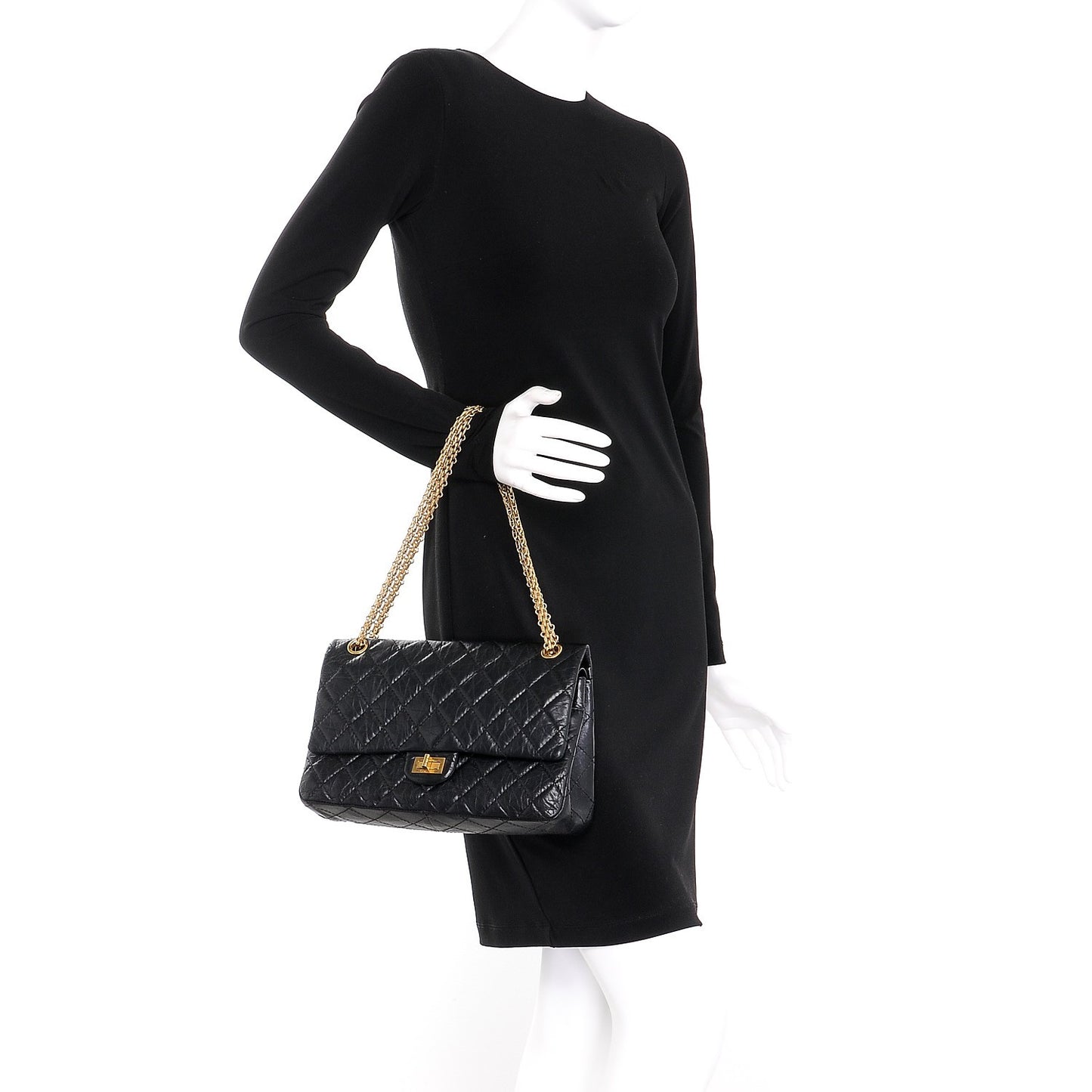 Aged Calfskin Quilted 2.55 Reissue 226 Flap Black