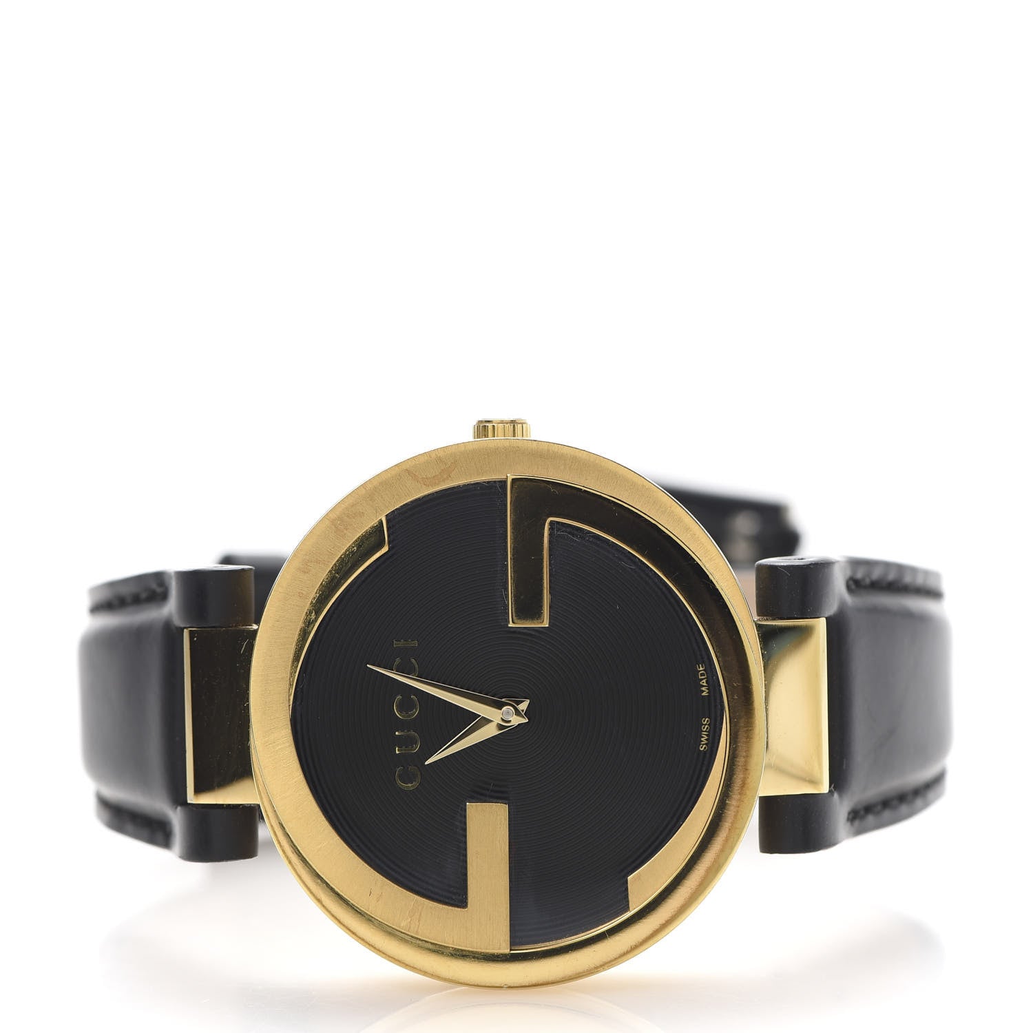 Gucci Stainless Steel Calfskin 37mm Interlocking G Quartz Watch Black 3 of 6