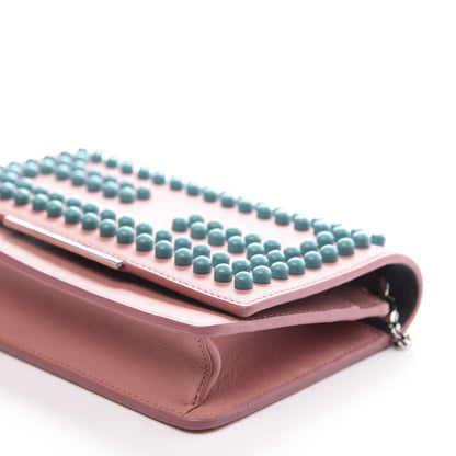 Fendi Vitello Studded Tube Wallet on Chain Pink 9 of 10