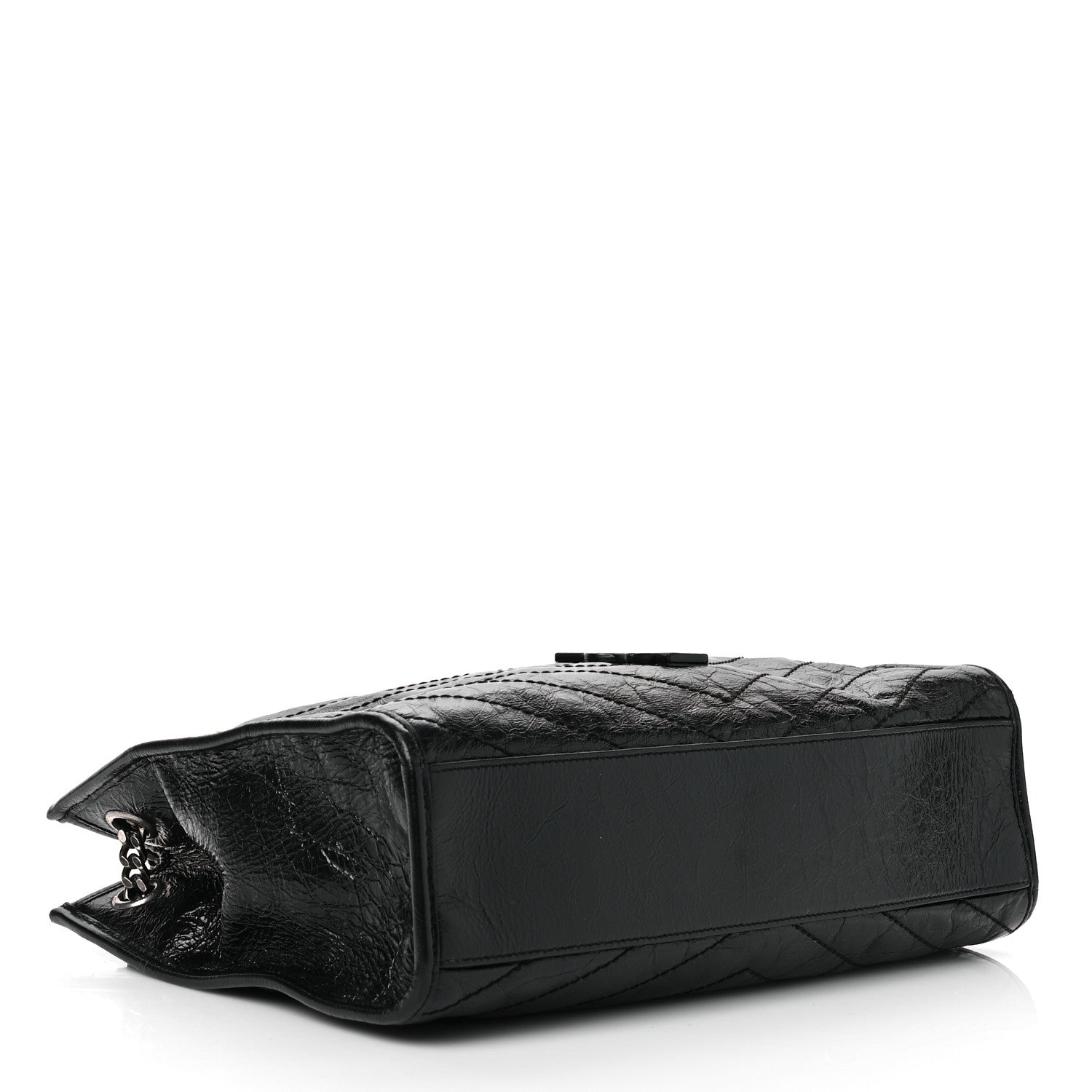 Saint Laurent Crinkled Calfskin Matelasse Monogram Medium Niki Shopper Tote Black 4 of 10