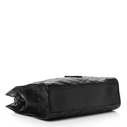 Saint Laurent Crinkled Calfskin Matelasse Monogram Medium Niki Shopper Tote Black 4 of 10