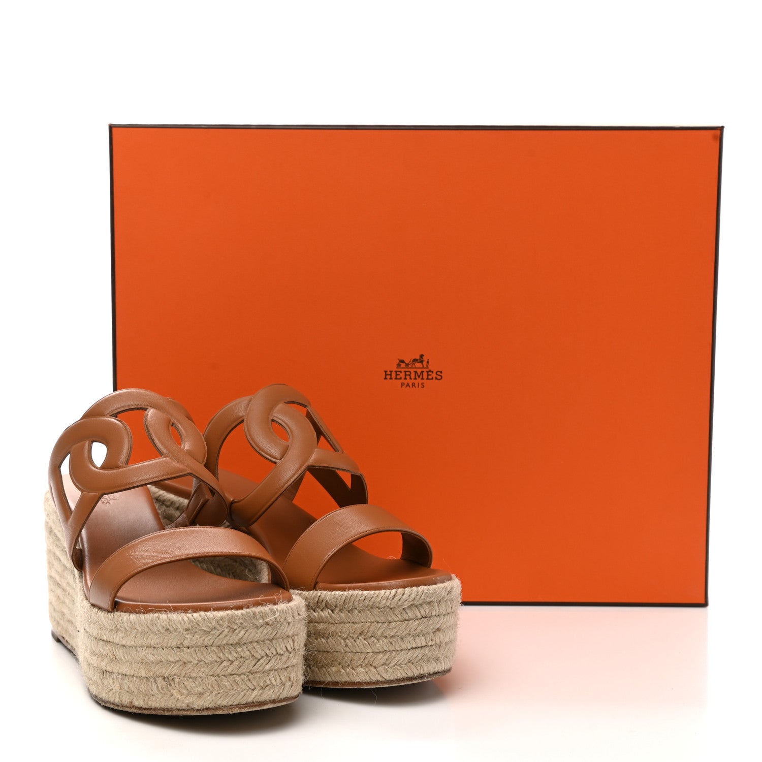 Hermes Nappa Ithea Espadrille Wedge Sandals 39 Naturel 10 of 10