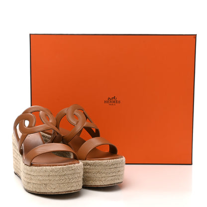 Hermes Nappa Ithea Espadrille Wedge Sandals 39 Naturel 10 of 10