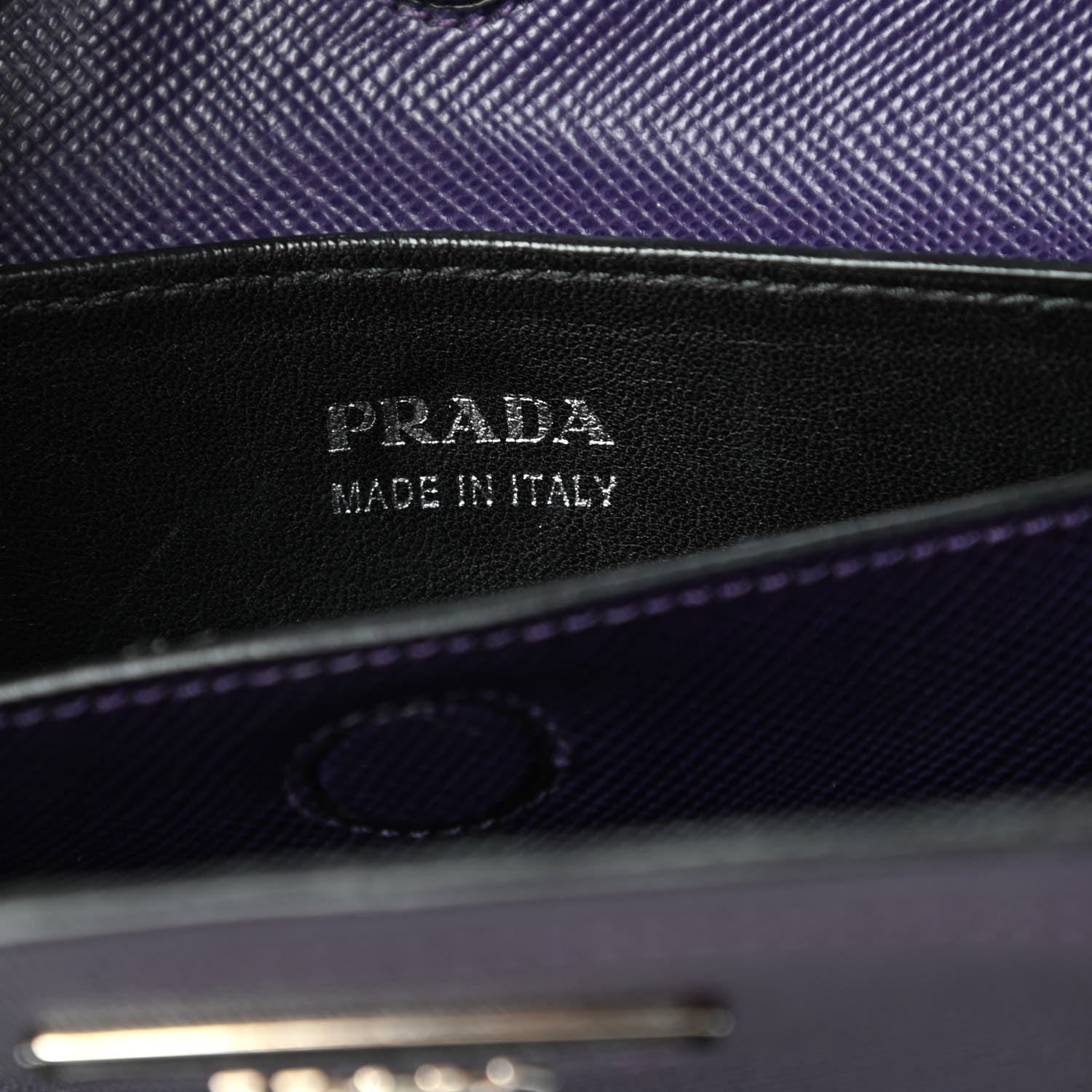 Prada Saffiano Cuir Medium Double Handle Tote Viola 8 of 10