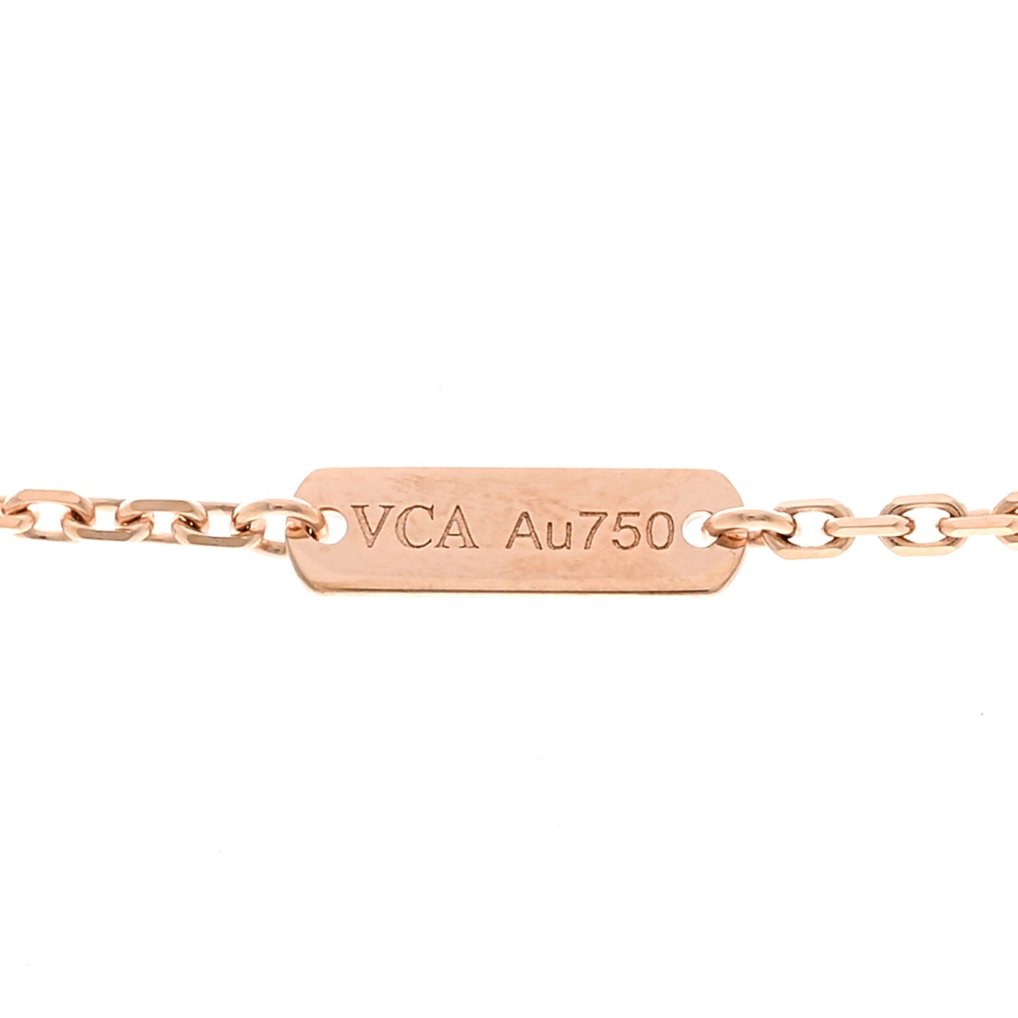 18K Rose Gold Diamond Pink Mother of Pearl Vintage Alhambra Pendant Necklace
