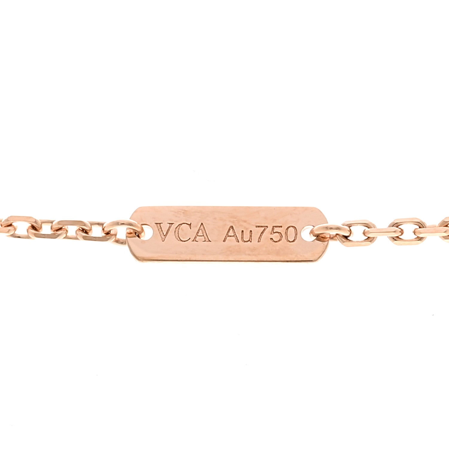 Van Cleef & Arpels 18K Rose Gold Diamond Pink Mother of Pearl Vintage Alhambra Pendant Necklace 4 of 6