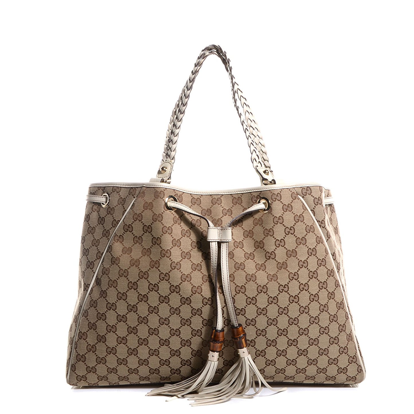 Monogram Peggy Braided Tote Off White