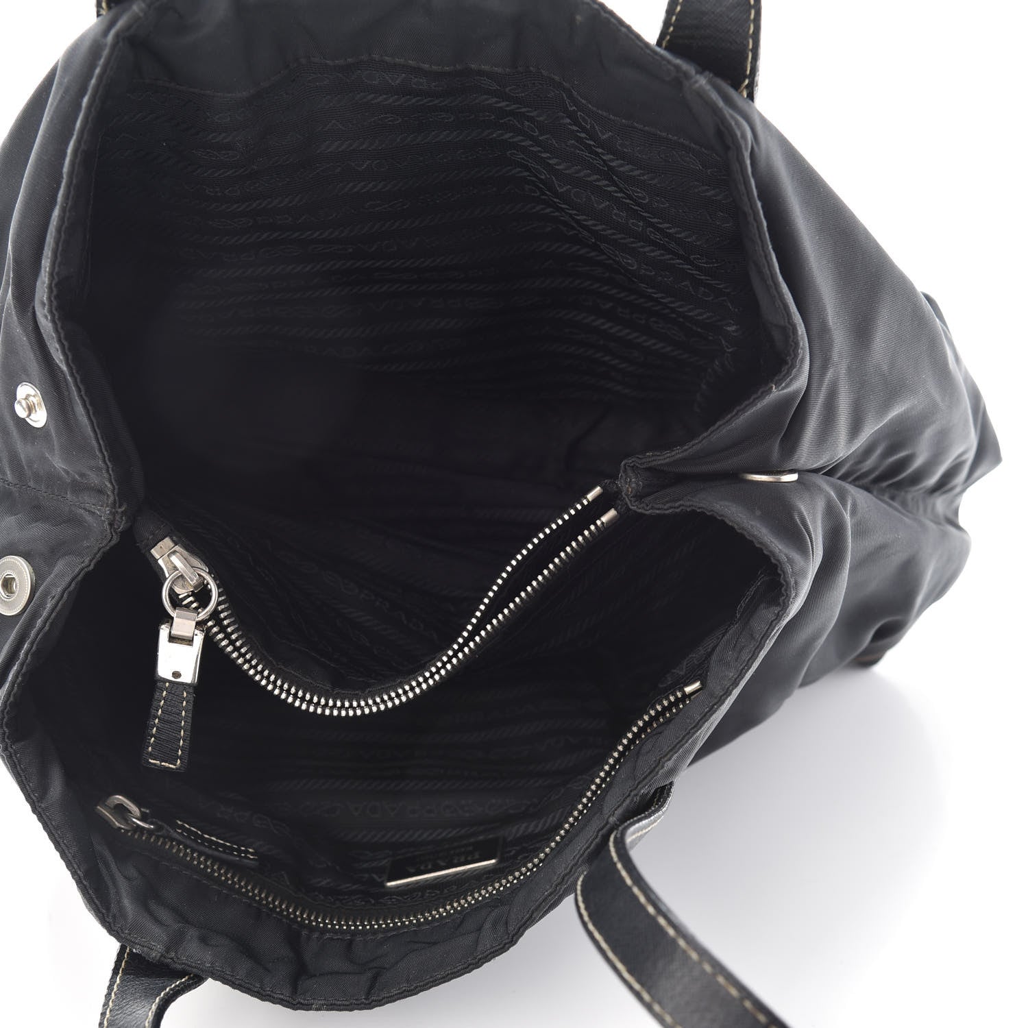 Prada Tessuto Nylon Saffiano Tote Black 5 of 9