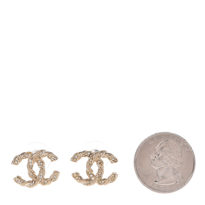 Chanel Crystal Twisted CC Earrings Gold 2 of 5