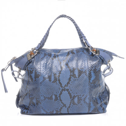 Gucci Python Bamboo Bar Large Tote Blue 1 of 8