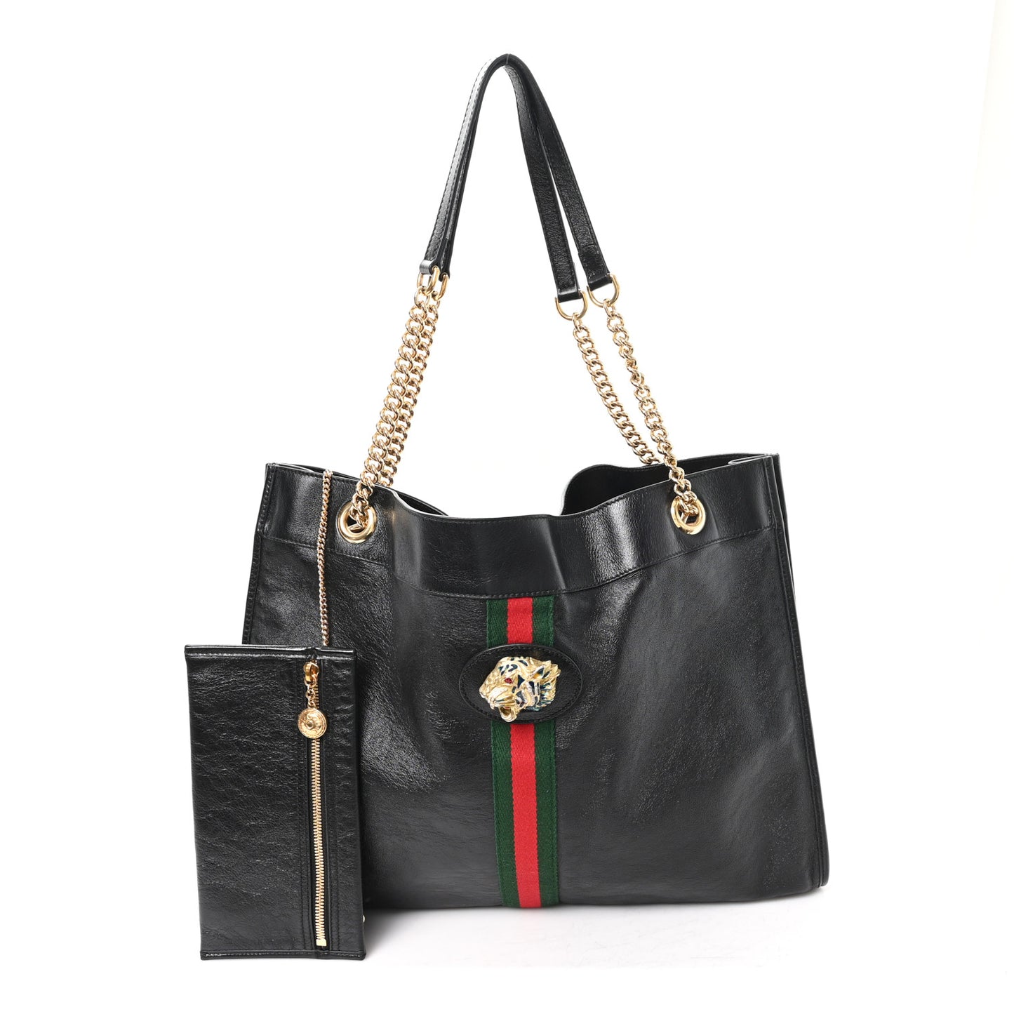 Calfskin Large Rajah Chain Tote Black