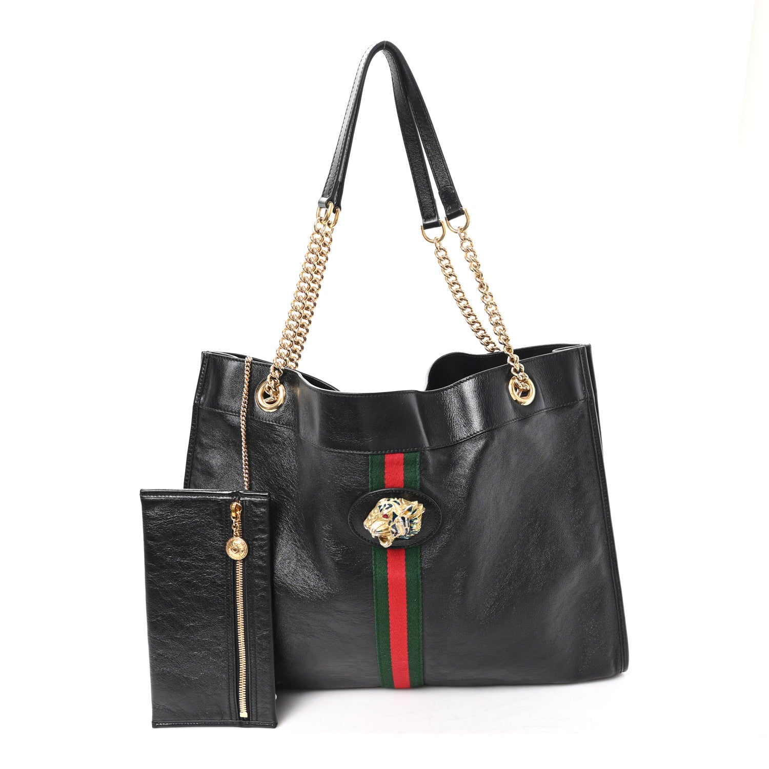 Gucci Calfskin Large Rajah Chain Tote Black 4 of 14
