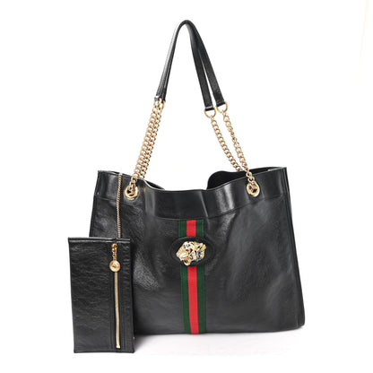 Gucci Calfskin Large Rajah Chain Tote Black 4 of 14