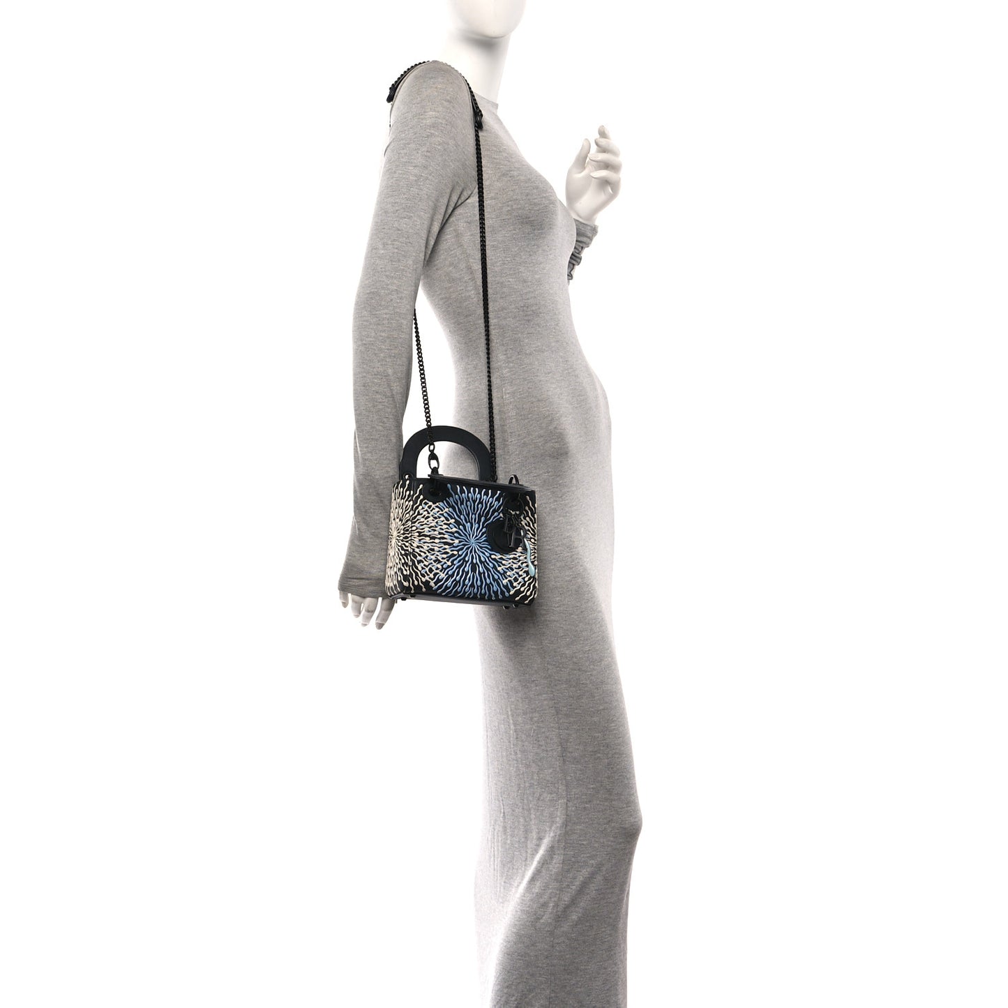 X BHARTI KHER Calfskin Painted Mini Lady Dior Black