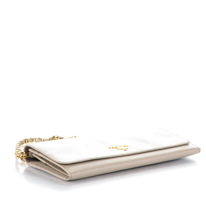 Prada Saffiano Metal Oro Chain Wallet Pomice 4 of 8