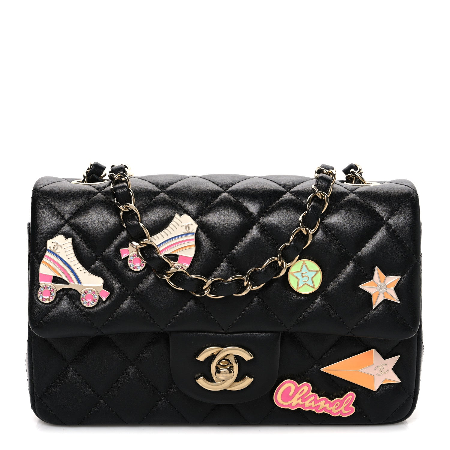 Chanel Lambskin Quilted Hollywood Charms Mini Rectangular Flap Black 1 of 10