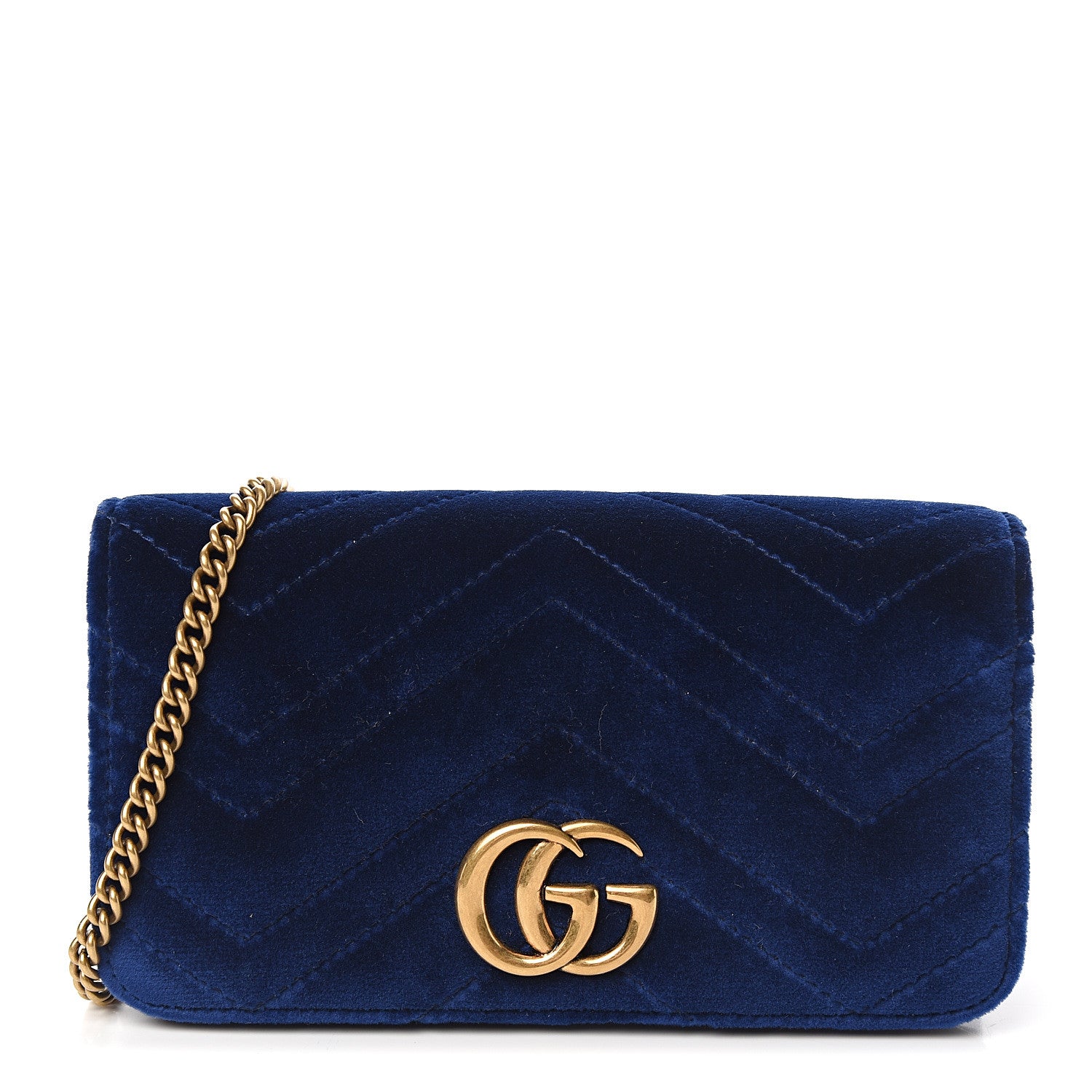 Gucci Velvet Matelasse GG Marmont Mini Bag Cobalt Blue 1 of 9