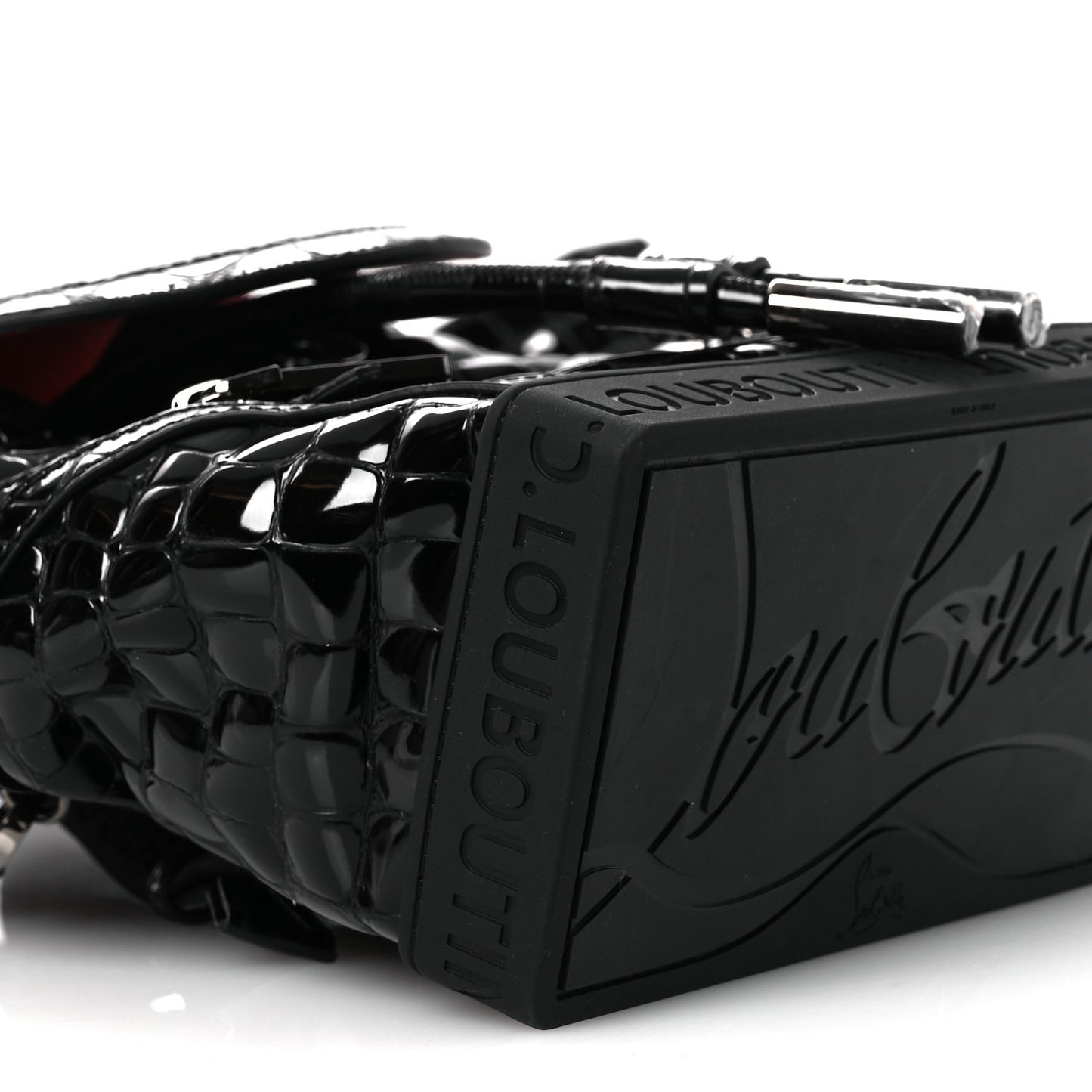 Calfskin Alligator Embossed Small Explorafunk Backpack Black