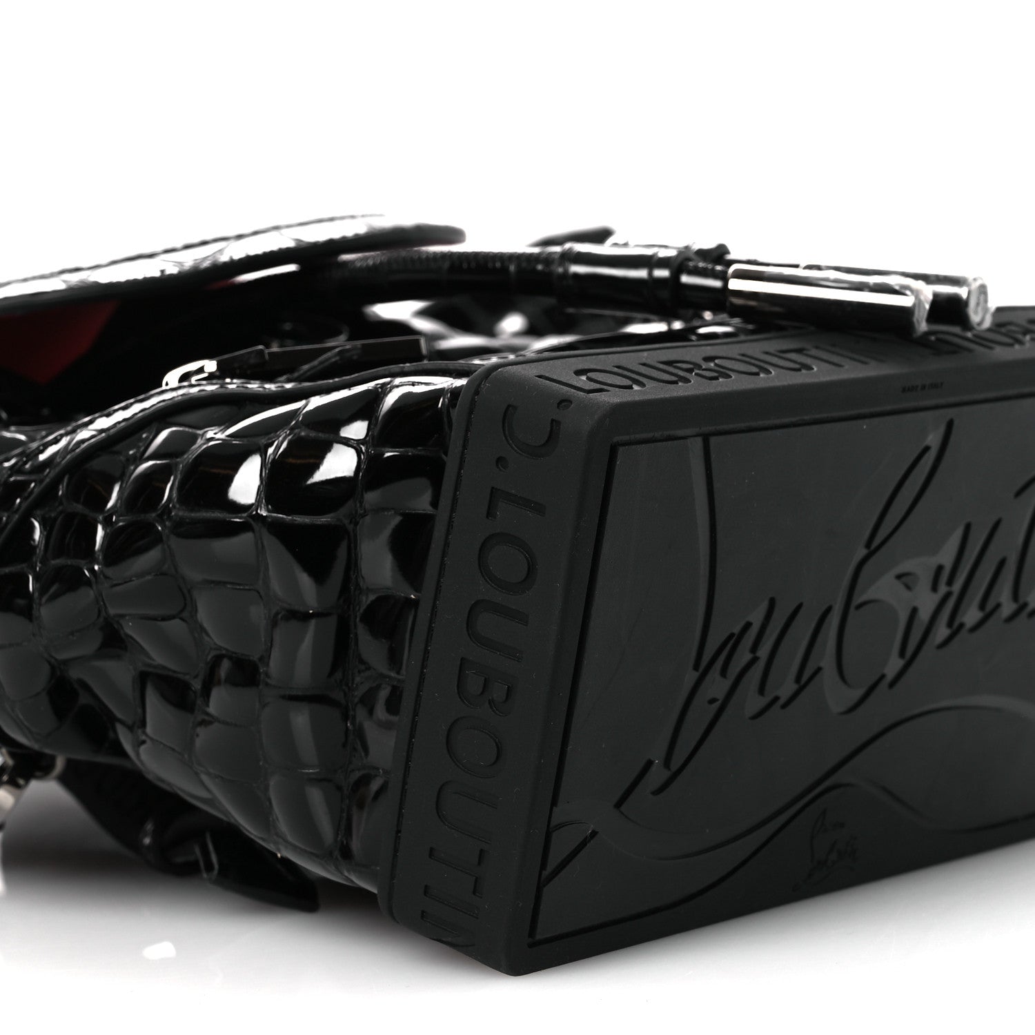 Christian Louboutin Calfskin Alligator Embossed Small Explorafunk Backpack Black 9 of 16