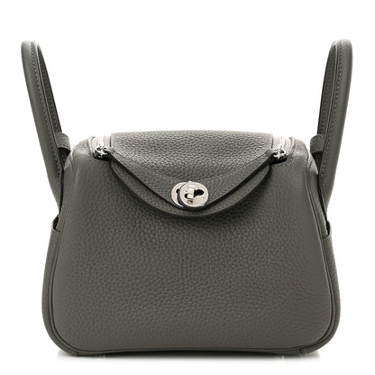 Hermes Taurillon Clemence Mini Lindy 20 Gris Meyer 1 of 11
