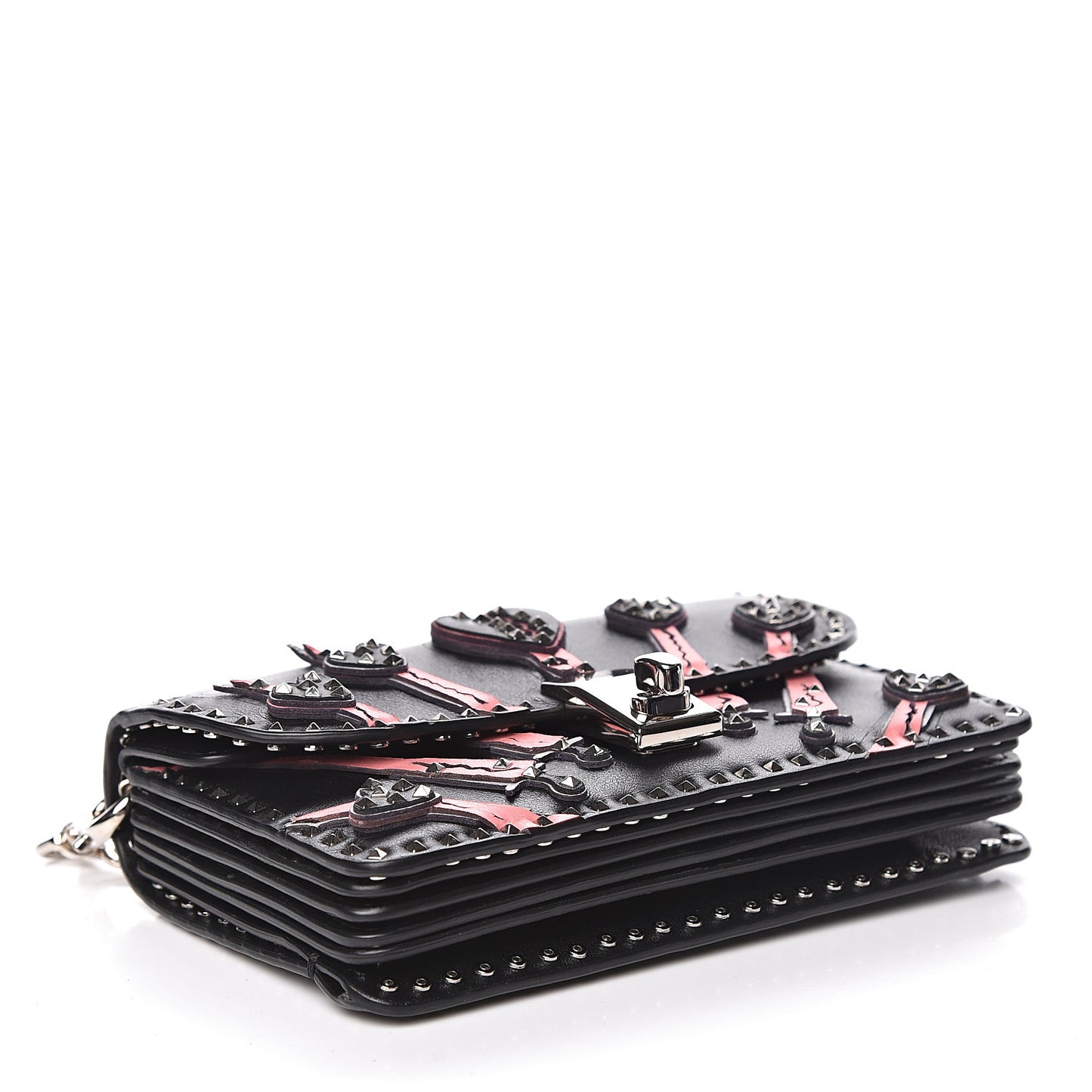Vitello Loveblade Embellished Accordion Flap Bag Black Multicolor