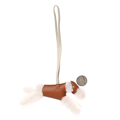 Hermes Milo Lambskin Shearling Budy Charm Gold Craie 2 of 3