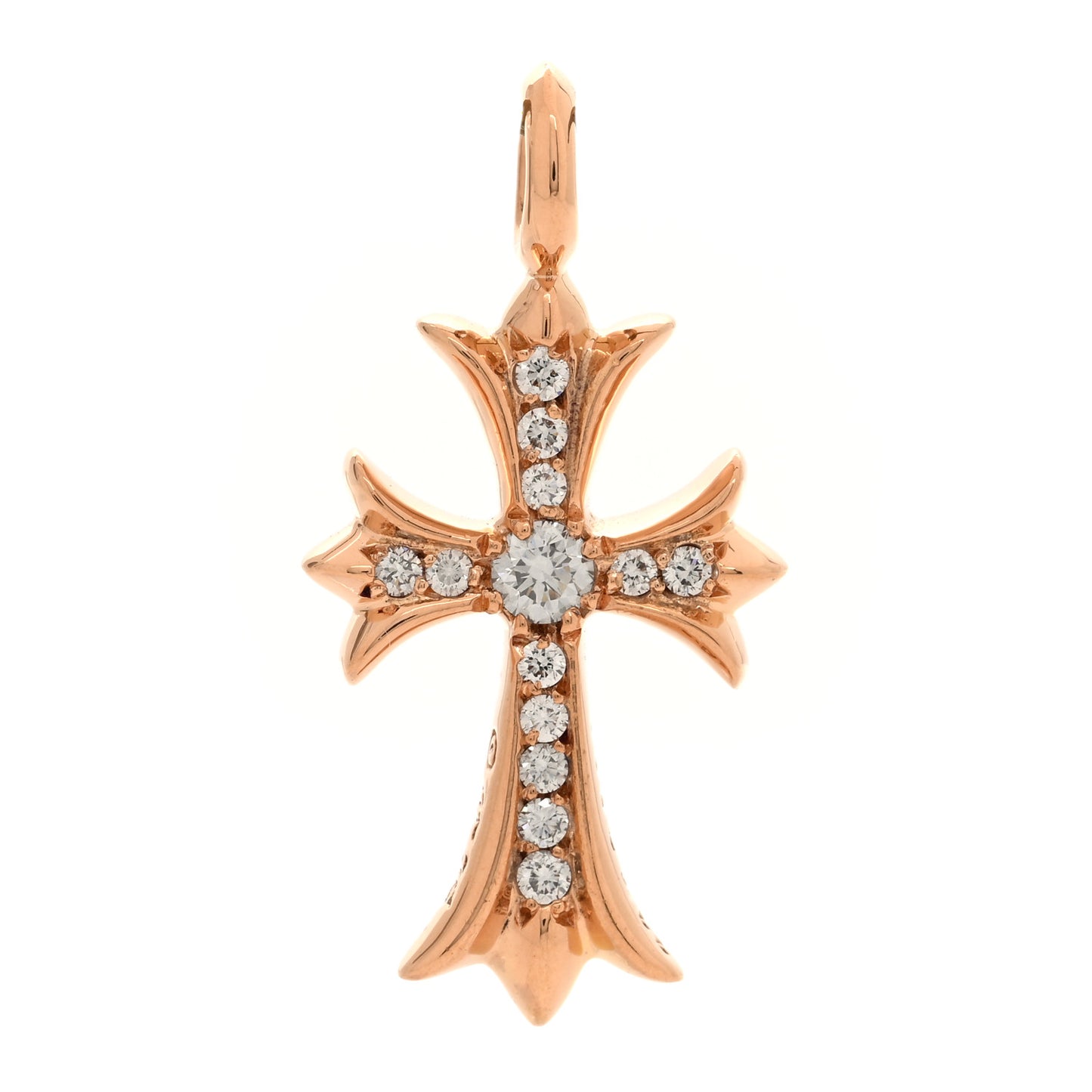 22K Yellow Gold Diamond CH Cross Pave Pendant