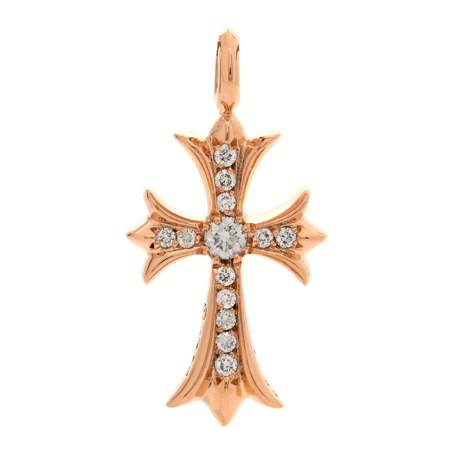 Chrome Hearts 22K Yellow Gold Diamond CH Cross Pave Pendant 1 of 4