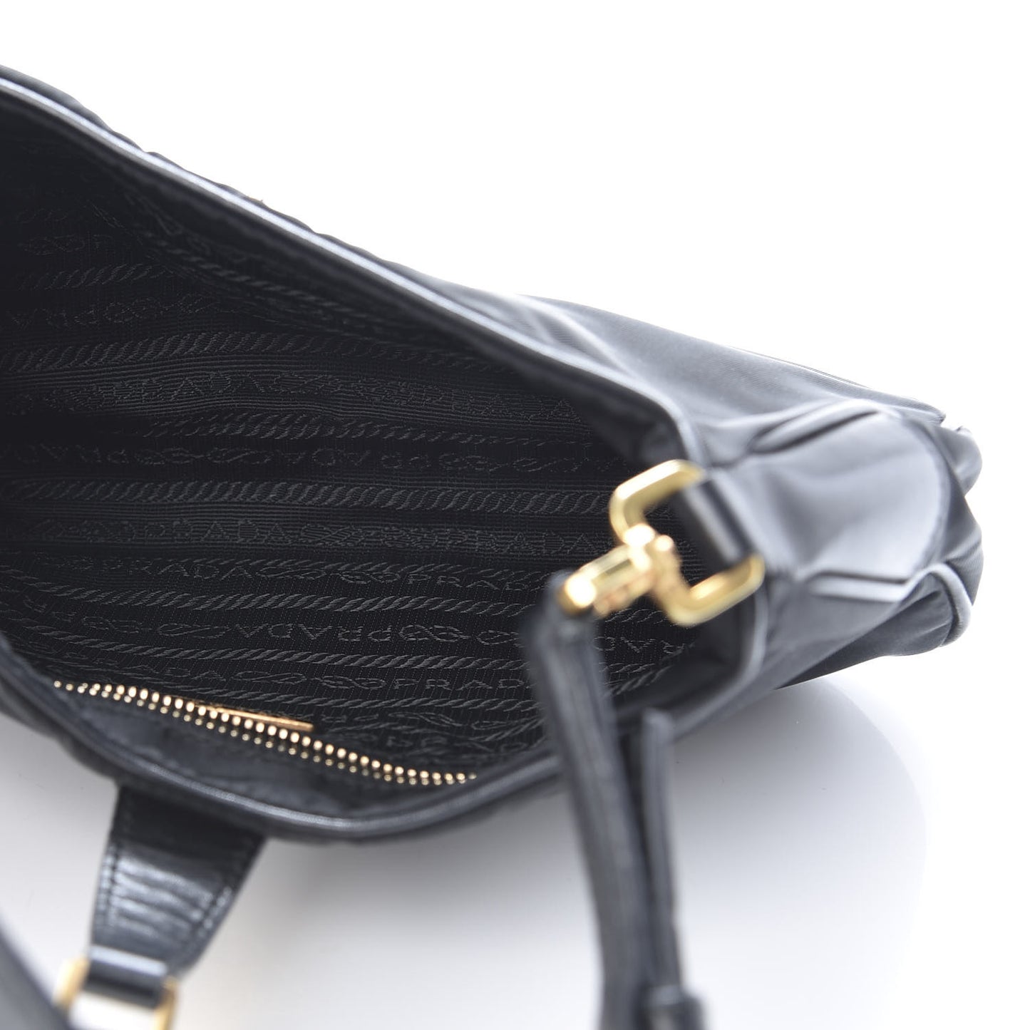 Tessuto Nylon Soft Calf Shoulder Bag Black