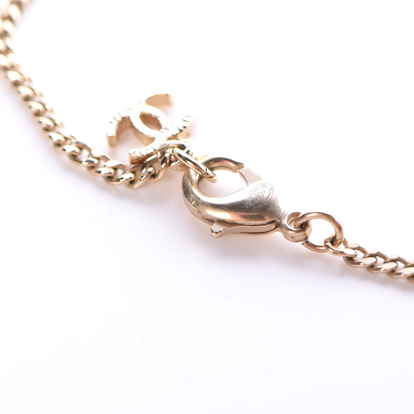 Baguette Crystal CC Necklace Light Gold