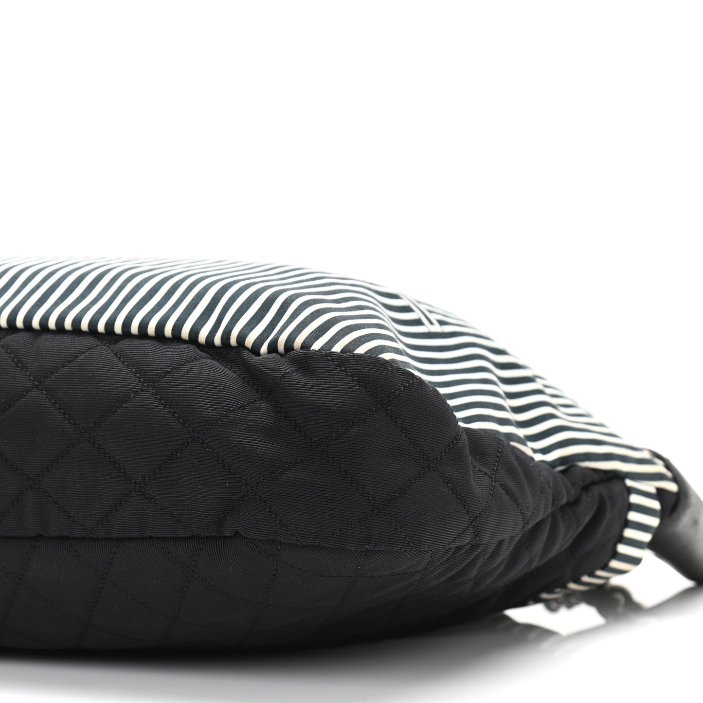 Striped Canvas Logo Tote Black