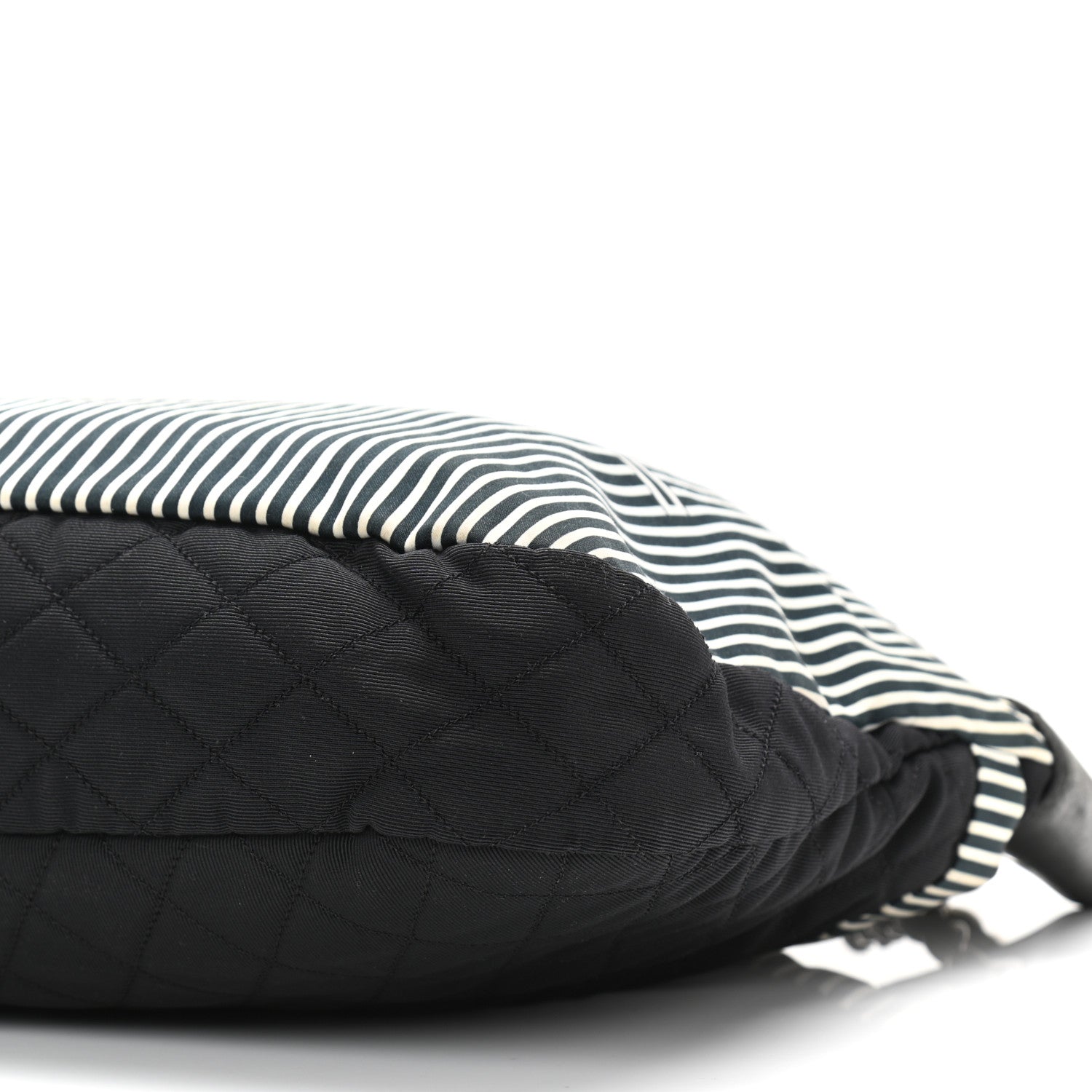 Chanel Striped Canvas Logo Tote Black 10 of 10