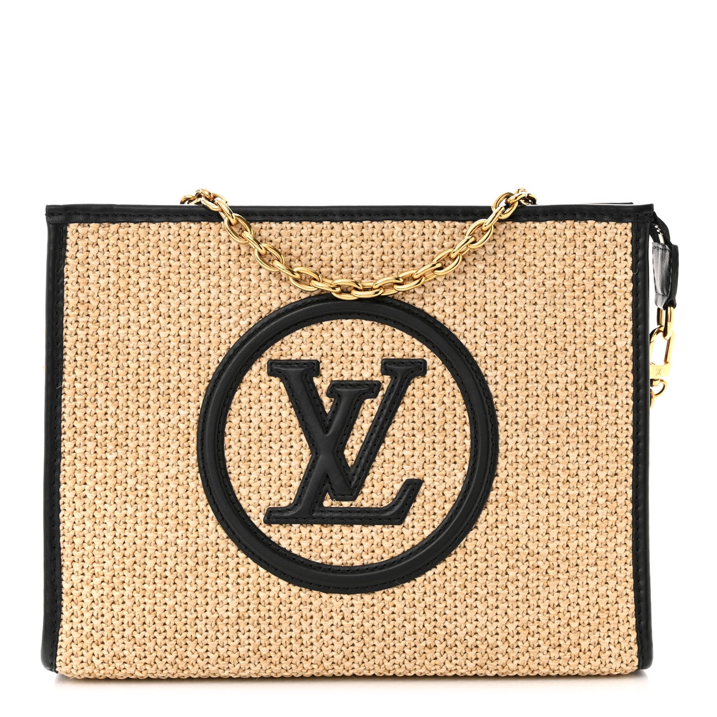 Raffia Calfskin Monogram Giant Pouch