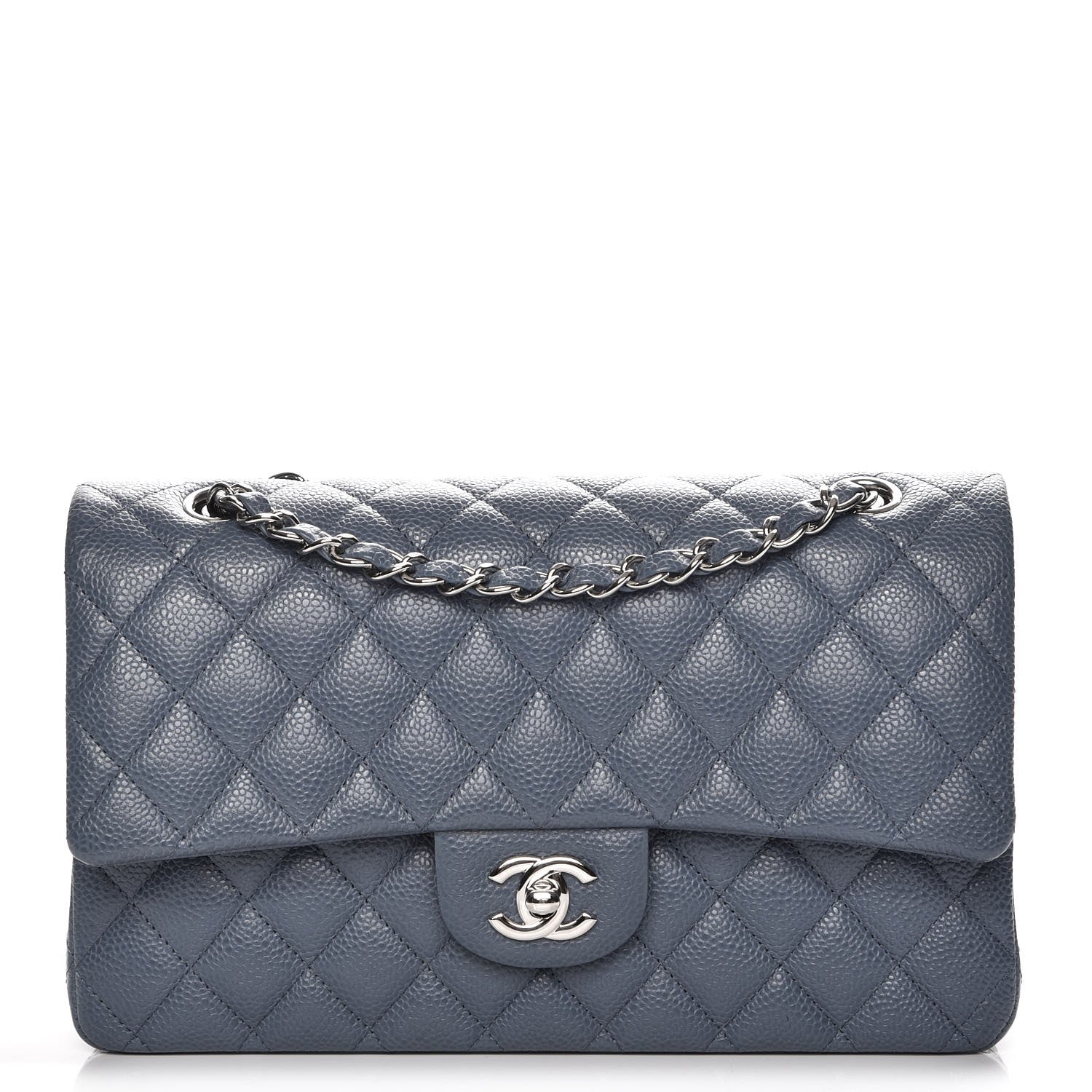 Chanel Caviar Quilted Medium Double Flap Blue 1 of 8