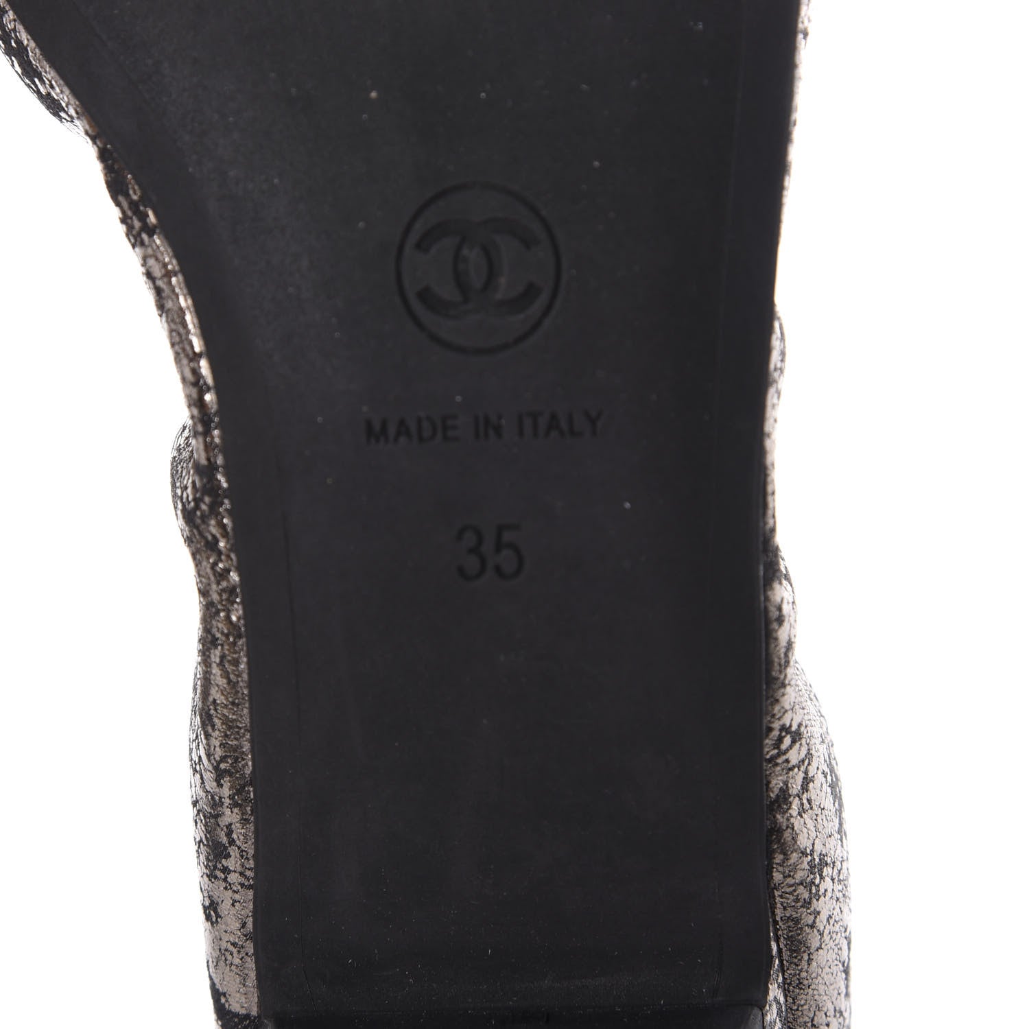 Chanel Metallic Crackled Calfskin CC Elastic Cap Toe Ballerina Flats 35 Dark Brown Black 6 of 7