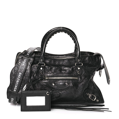Balenciaga Agneau Classic Hardware S City Logo Strap Black White 3 of 12