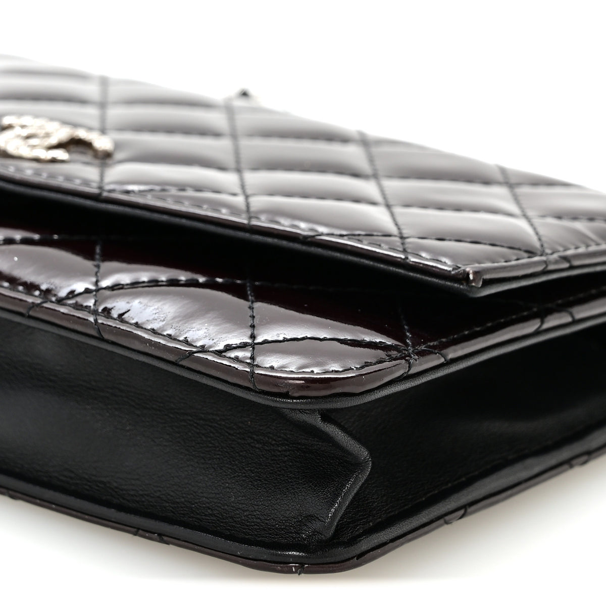 Chanel Patent Quilted Brilliant Wallet On Chain WOC Bordeaux Clair 11 of 11