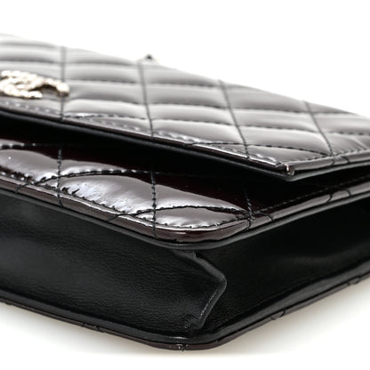 Chanel Patent Quilted Brilliant Wallet On Chain WOC Bordeaux Clair 11 of 11