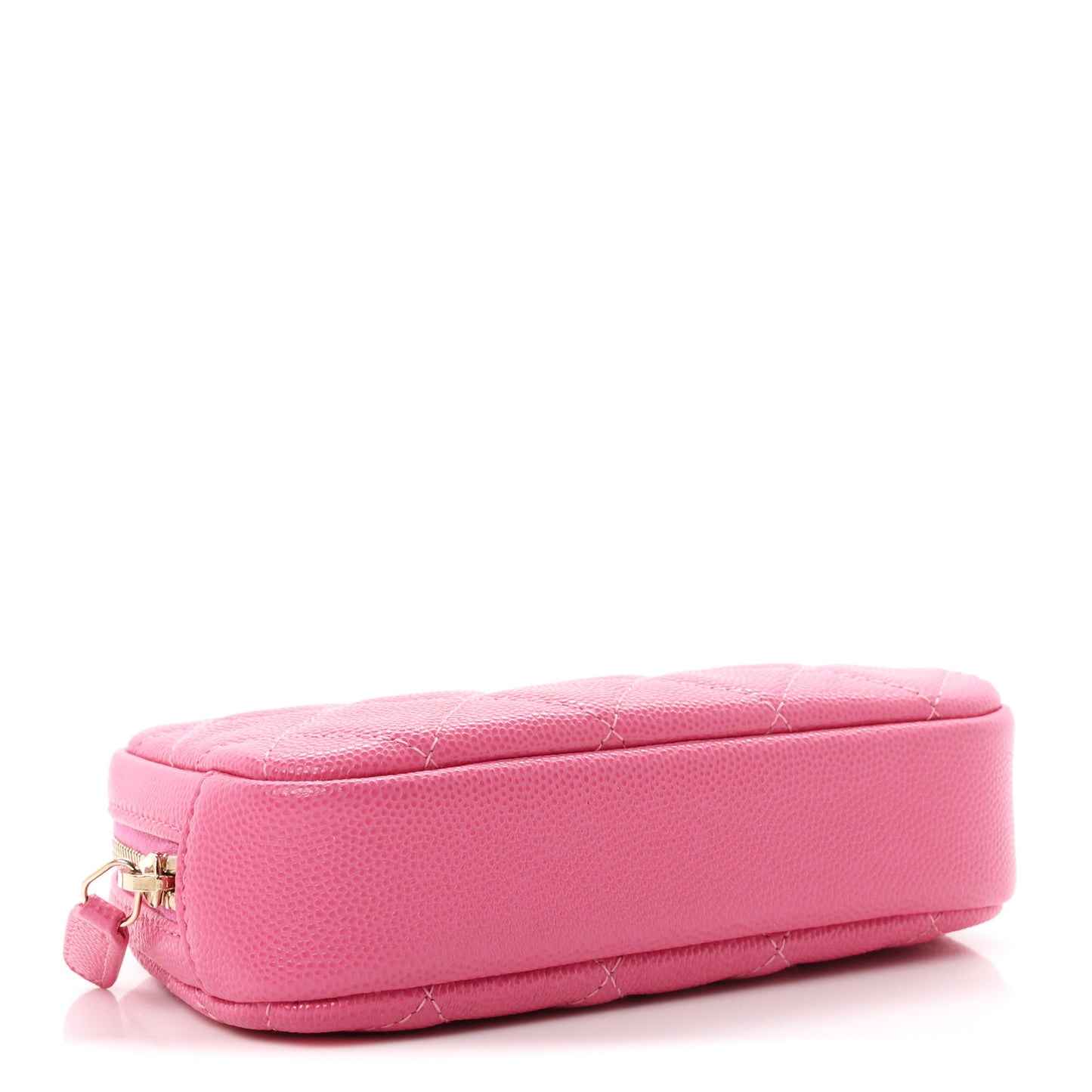 Caviar Quilted Small Curvy Pouch Cosmetic Case Pink