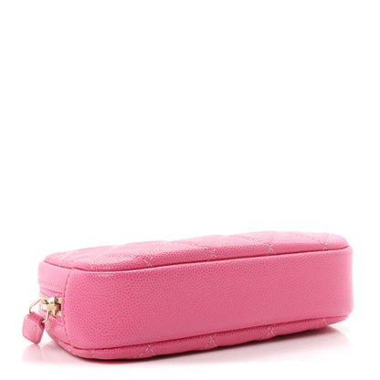 Chanel Caviar Quilted Small Curvy Pouch Cosmetic Case Pink 4 of 7