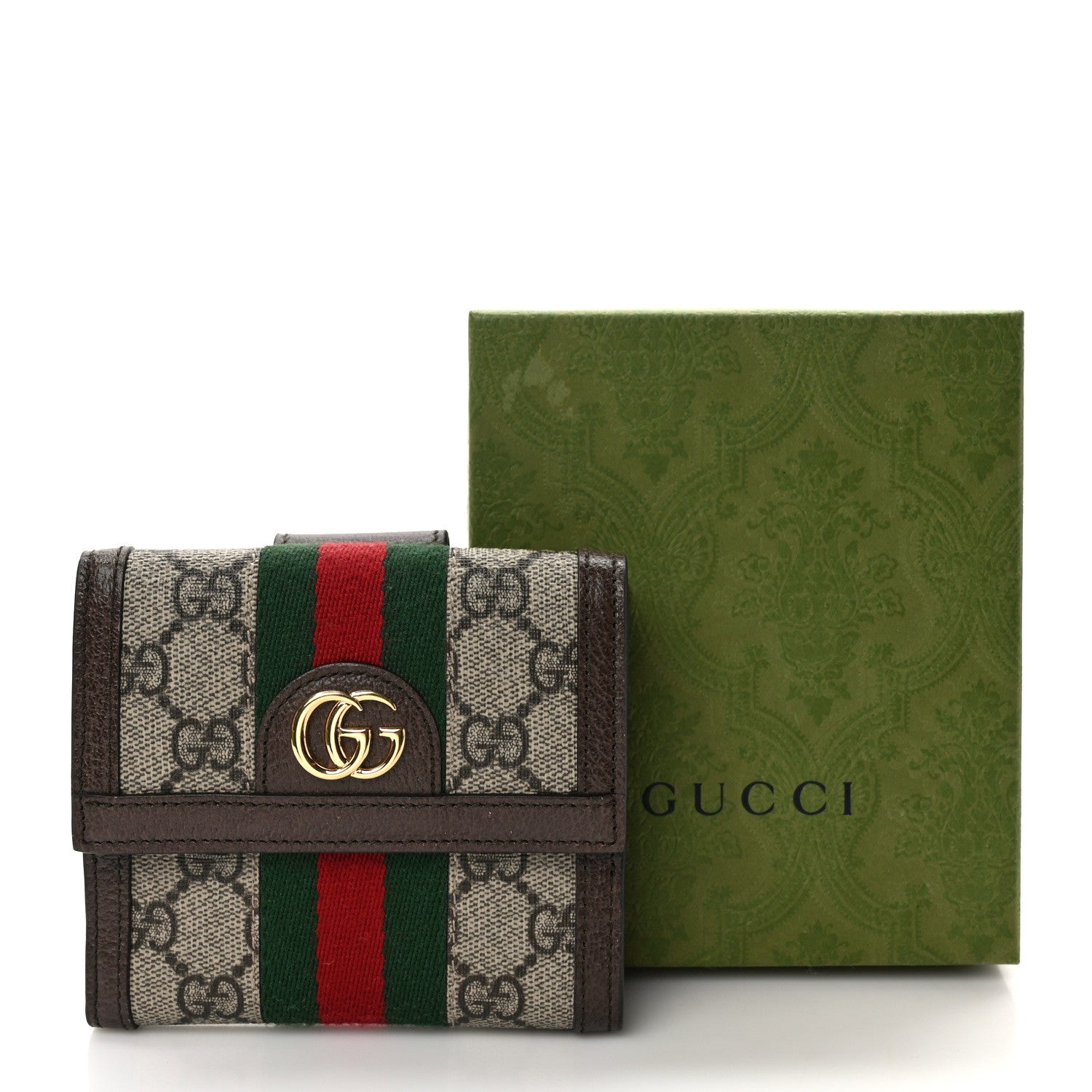 Gucci GG Supreme Monogram Web Ophidia French Flap Wallet Beige New Acero 8 of 8