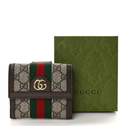 Gucci GG Supreme Monogram Web Ophidia French Flap Wallet Beige New Acero 8 of 8