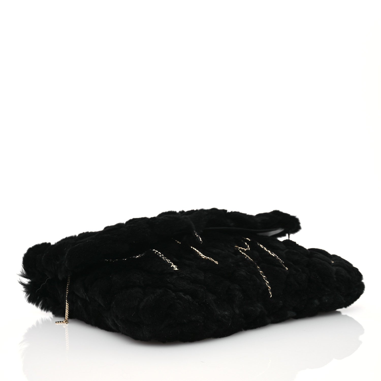 Chanel Rabbit Fur Large Chain Clutch Black 3 of 6