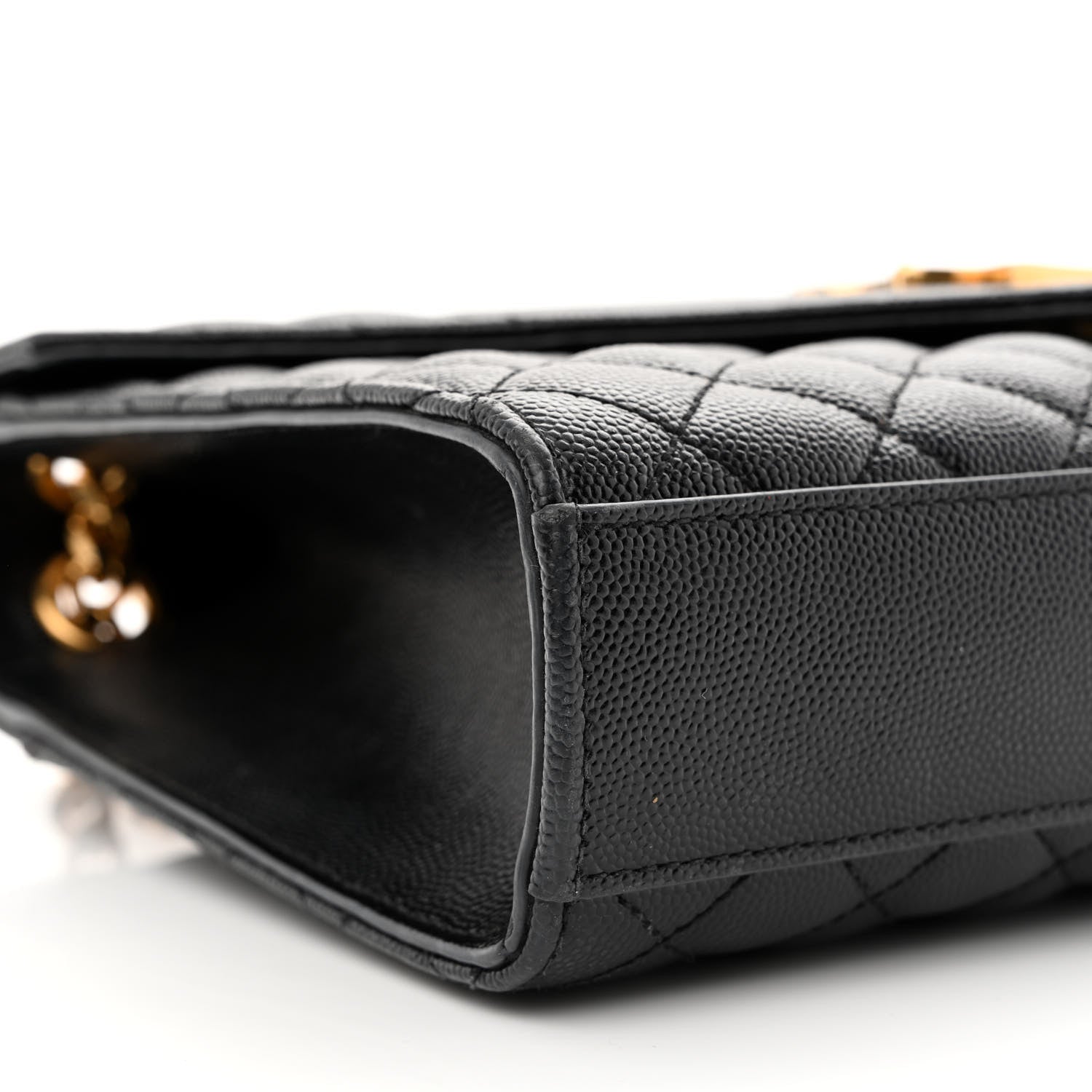 Saint Laurent Grain De Poudre Textured Mixed Matelasse Triquilt Medium Monogram Satchel Black 10 of 12