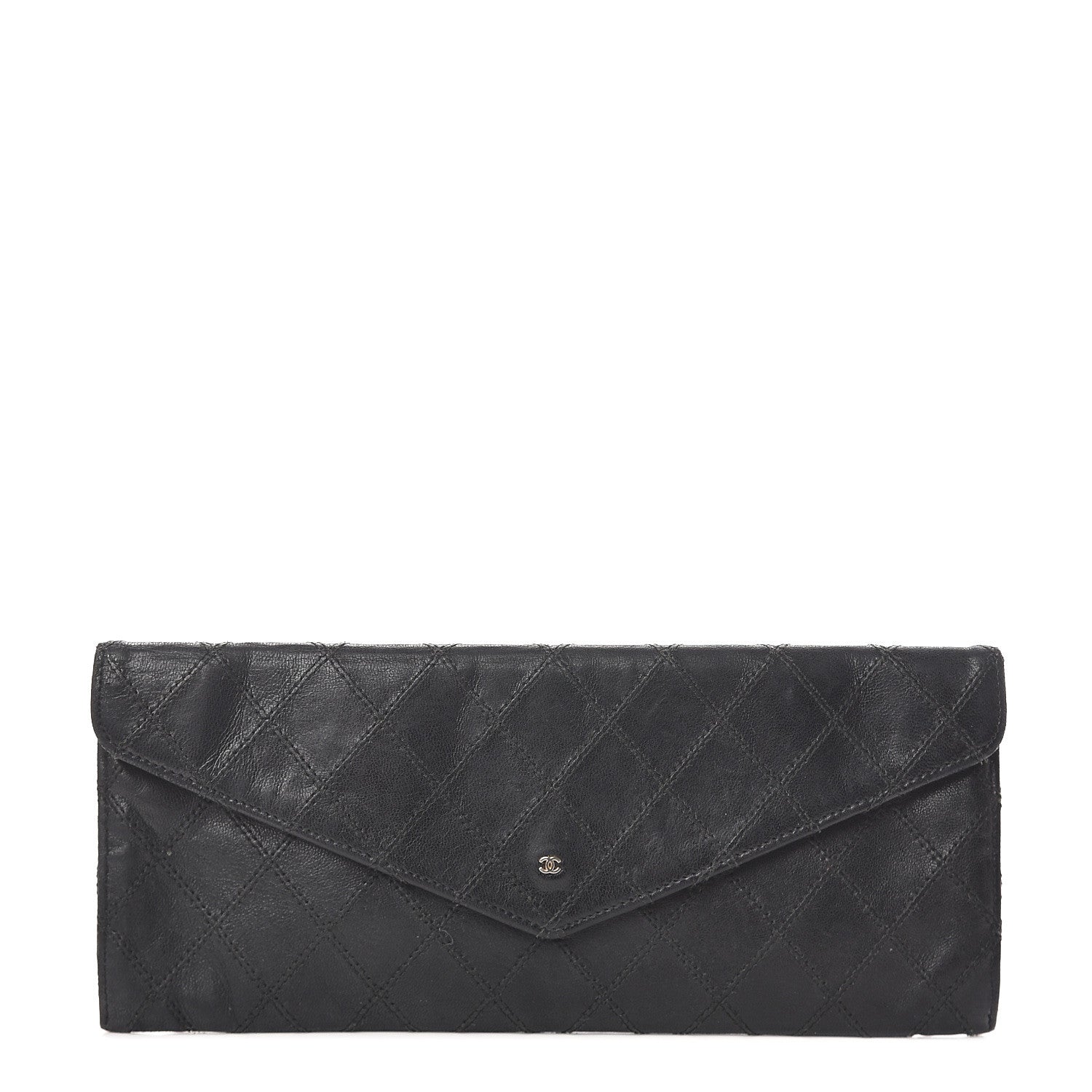 Chanel Calfskin Diamond Stitched Clutch Black 1 of 6