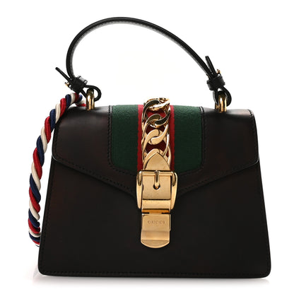Gucci Calfskin Mini Sylvie Top Handle Bag Black 1 of 11