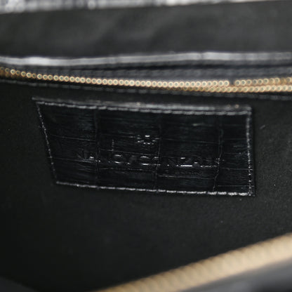 Nancy Gonzalez Crocodile Embroidered Birds Bag Black 6 of 9