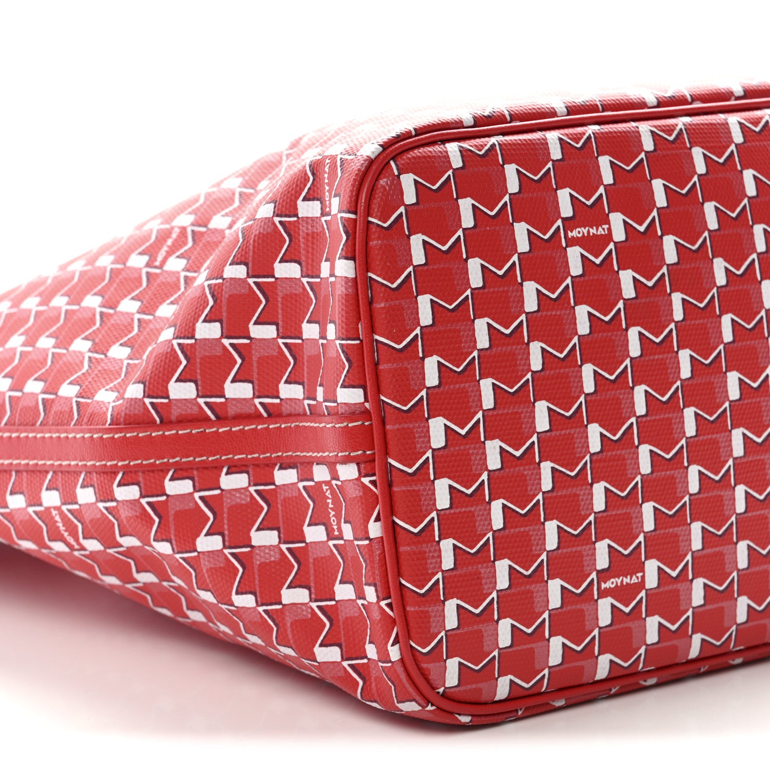 Moynat Calfskin Canvas M Tote MM Red 9 of 11
