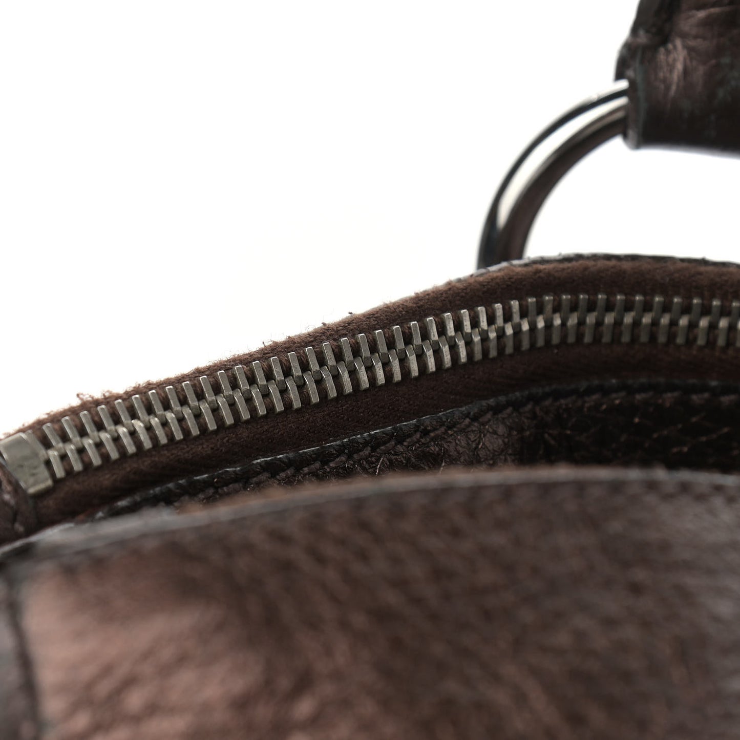 Metallic Vitello Daino Hand Bag Piombo